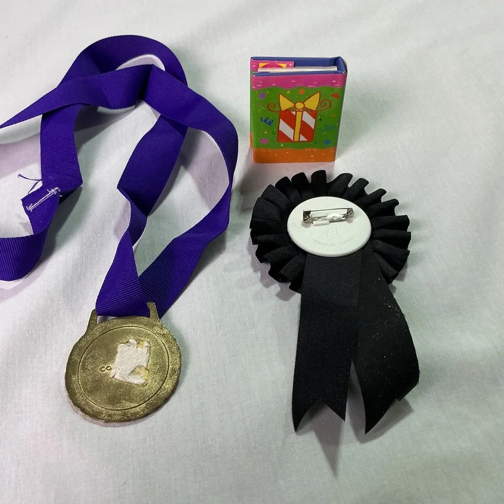 50th Birthday Over the Hill Medal Pin Mini Book Party Favor Set Used